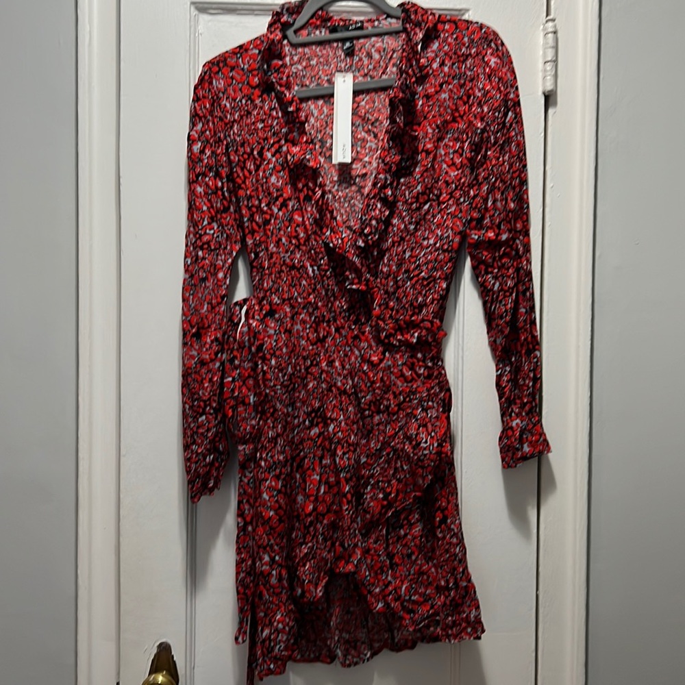 NWT Aqua Wrap Ruffle Mini Dress. Size Large